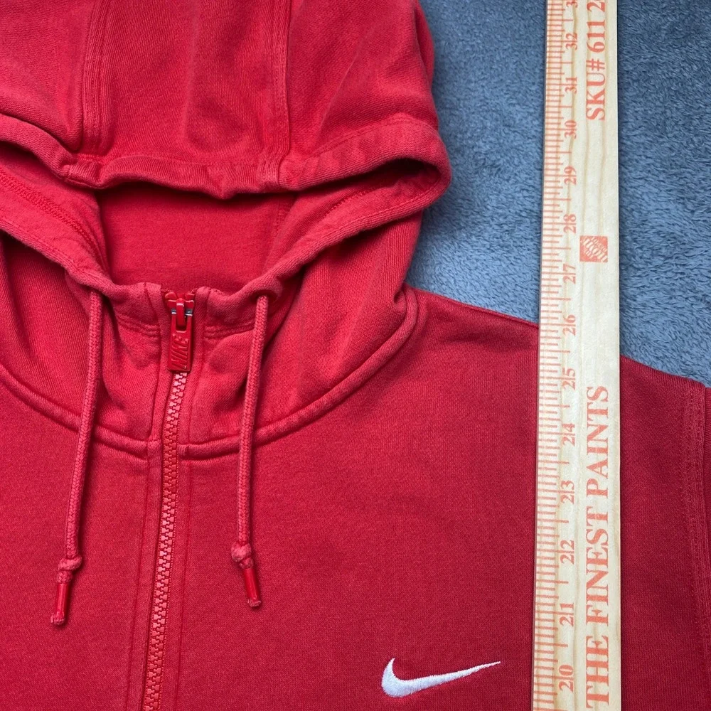 Nike Hoodie Full Zip Mens XL Fleece Sportswear Red White Swoosh 823531-611